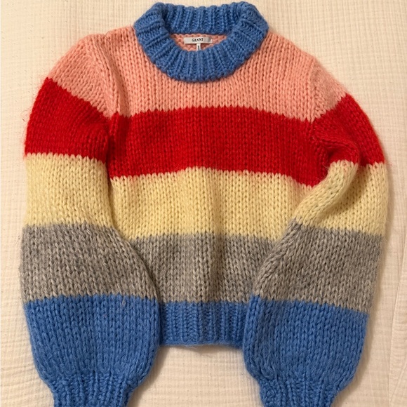 Ganni Multicolor Striped Crew Neck Sweater - Picture 2 of 2